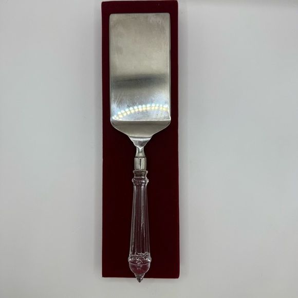 International Silver Compny Silver Plated Lasagna Server Glass Handle 12" In Box - Picture 2 of 6